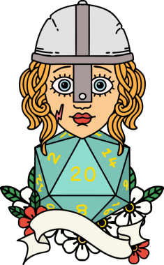 Retro Dövme Tarzı İnsan Dövüşçüsü Bir insan tarafından çizilmiş 20 zar atışıyla