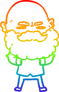 Gökkuşağı gradyan çizgi çizimi sakallı bir adamın bir insan tarafından çizilmiş