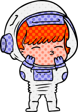 Bir insan tarafından çizilmiş meraklı astronot çizgi filmi.