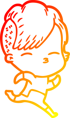 Bir insan tarafından çizilmiş fütüristik kıyafetler giyen çizgi film kızı çizimi.