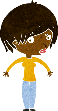 Bir insan tarafından çizilmiş omuz silken bir karikatür kadın.