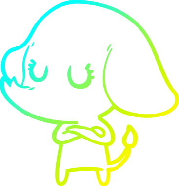 Bir insan tarafından çizilmiş şirin bir filin soğuk gradyan çizgisi