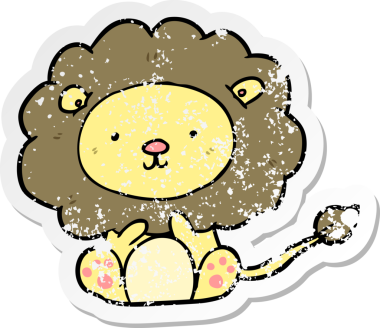 Bir insan tarafından çizilmiş karikatür aslanının sıkıntılı çıkartması.