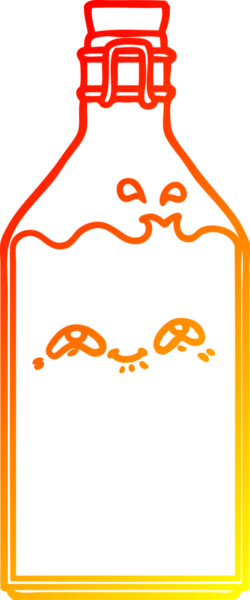 Bir insan tarafından çizilmiş eski bir süt şişesinin sıcak çizgi çizimi