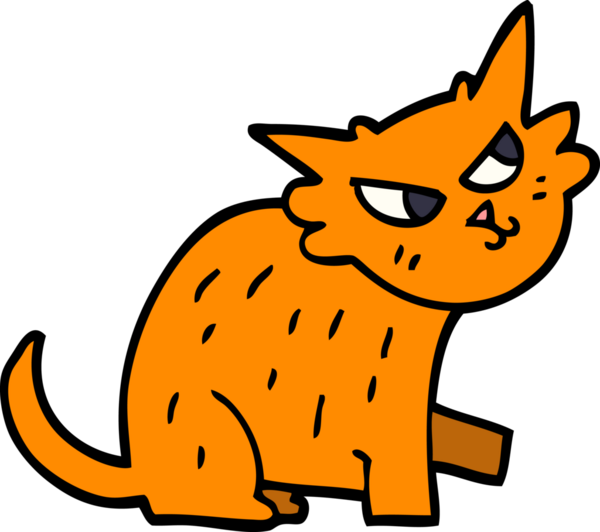 Bir insan tarafından çizilmiş kızıl bir kedi.