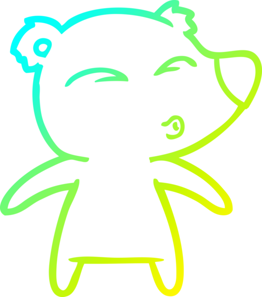 Bir insan tarafından çizilmiş ıslık çalan bir ayının soğuk çizgi çizimi.