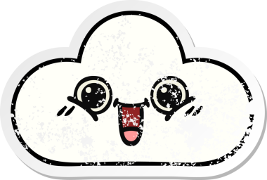 Bir insan tarafından çizilmiş şirin bir karikatür bulutunun sıkıntılı çıkartması.