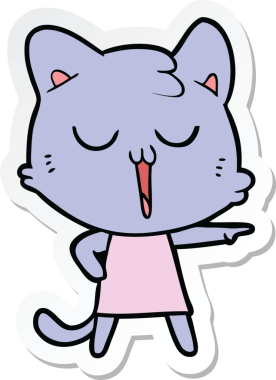 Bir insan tarafından çizilmiş çizgi film kedisinin çıkartması.