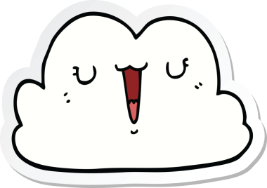 Bir insan tarafından çizilmiş şirin bir karikatür bulutunun çıkartması.