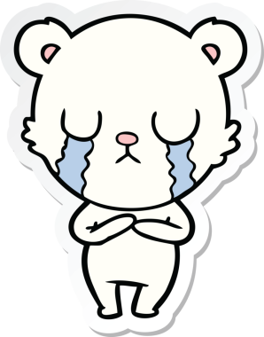 Bir insan tarafından çizilmiş ağlayan kutup ayısının çıkartması.