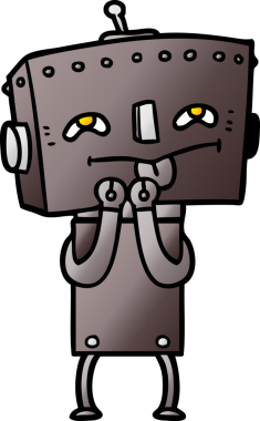 Bir insan tarafından çizilmiş çizgi film robotu