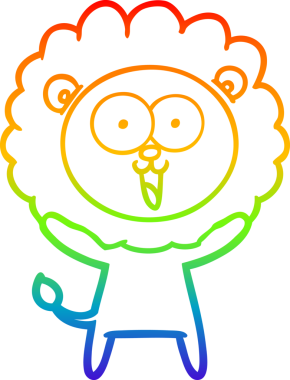 gökkuşağı gradyanı çizimi bir insan tarafından çizilmiş mutlu bir karikatür aslanı