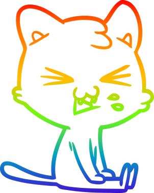 Gökkuşağı gradyan çizgi çizimi Bir insan tarafından çizilmiş bir çizgi kedi tıslama