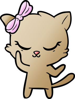 Bir insan tarafından çizilmiş sevimli çizgi film kedisi.