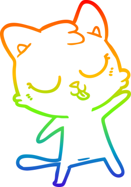 Gökkuşağı gradyan çizgisi bir insan tarafından çizilmiş şirin bir çizgi kedi çizimi