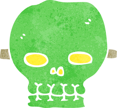 Bir insan tarafından çizilmiş ürkütücü kafatası maskesi.