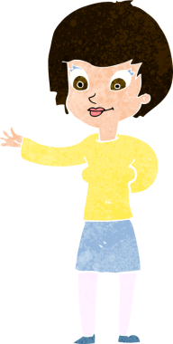 Bir insan tarafından çizilmiş karikatür karşılama kadını.