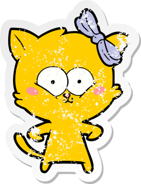 Bir insan tarafından çizilmiş karikatür bir kedinin sıkıntılı çıkartması.