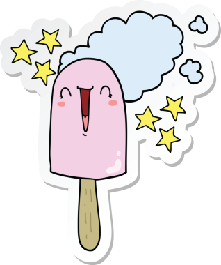 Bir insan tarafından çizilmiş şirin bir buz lolipopunun çıkartması.