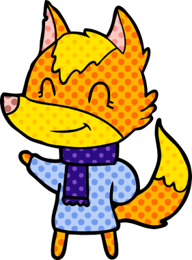 Bir insan tarafından çizilmiş tilki çizgi film karakteri