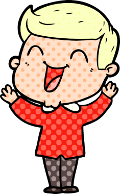 Bir insan tarafından çizilmiş gülen çizgi film adamı.