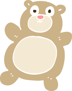 Bir insan tarafından çizilmiş düz renk çizim oyuncak ayı.