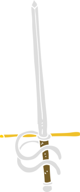 Bir insan tarafından çizilen kılıcın düz renk çizimi