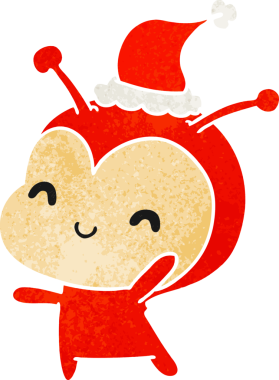 Bir insan tarafından çizilmiş Kawaii kadın böceğinin Noel karikatürü.