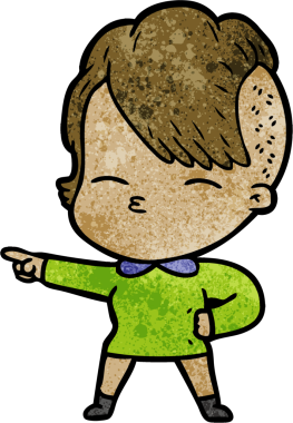 Bir insan tarafından çizilmiş şaşı çizgi film kızı.