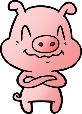 Bir insan tarafından çizilmiş sinirli çizgi film domuzu.