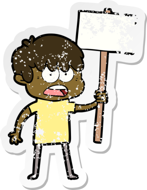 Bir insan tarafından çizilmiş endişeli bir çizgi film çocuğunun sıkıntılı çıkartması.