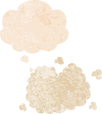 Düşünce baloncuklu çizgi film duman bulutu grunge sıkıntılı retro desen bir insan tarafından çizilmiş