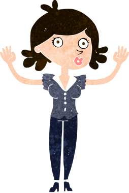 Bir insan tarafından çizilen karikatür kadın teslim oluyor.