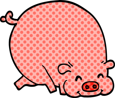 Bir insan tarafından çizilmiş şişko domuz.