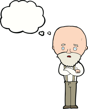 Bir insan tarafından çizilmiş, düşünceli, yaşlı bir adam.