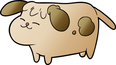 Bir insan tarafından çizilmiş şirin bir çizgi film köpeği.