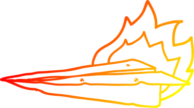 Bir insan tarafından çizilen yanan kağıt uçağın sıcak çizgi çizimi