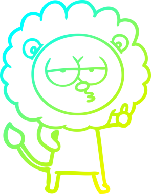 Bir insan tarafından çizilen ve canı sıkılan bir aslanın soğuk çizgi çizimi.