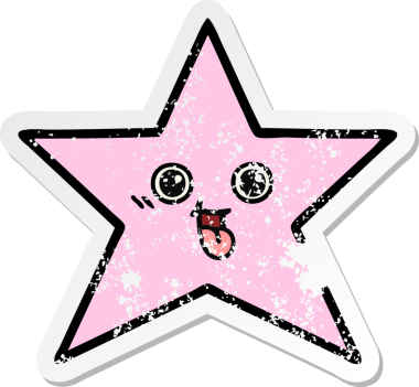 Bir insan tarafından çizilmiş sevimli bir yıldız balığının sıkıntılı çıkartması.