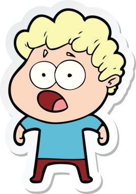 Bir insan tarafından çizilmiş, şaşırarak nefes nefese kalmış bir çizgi film karakterinin çıkartması.