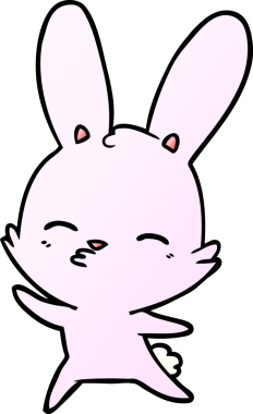 Bir insan tarafından çizilmiş garip sallanan tavşan çizgi filmi.