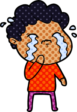 Bir insan tarafından çizilmiş ağlayan çizgi film adamı.