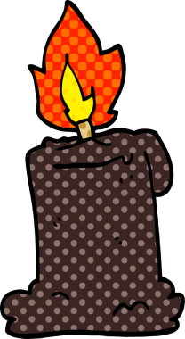 Bir insan tarafından çizilmiş karalama yanan mum.