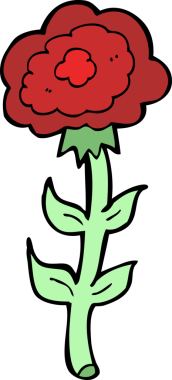 Bir insan tarafından çizilmiş çizgi film gülü