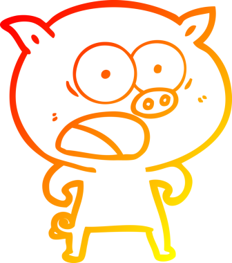 Bir insan tarafından çizilmiş bağıran çizgi film domuzu çizimi.