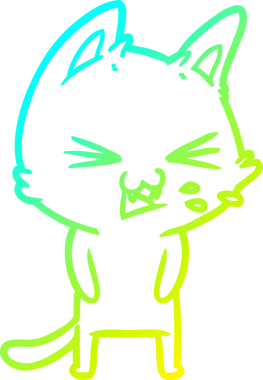 Bir insan tarafından çizilen çizgi film kedisinin soğuk gradyan çizimi