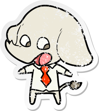 Bir insan tarafından çizilmiş şirin bir filin sıkıntılı çıkartması