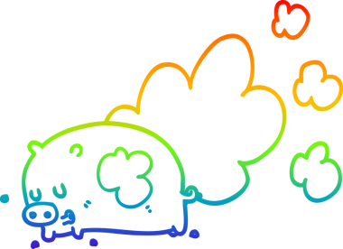 Gökkuşağı gradyan çizimi bir insan tarafından çizilmiş kokuşmuş domuz çizgi filmi