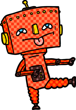 Bir insan tarafından çizilmiş çizgi film robotu