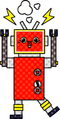 bir insan tarafından çizilmiş bir robotun çizgi roman tarzı